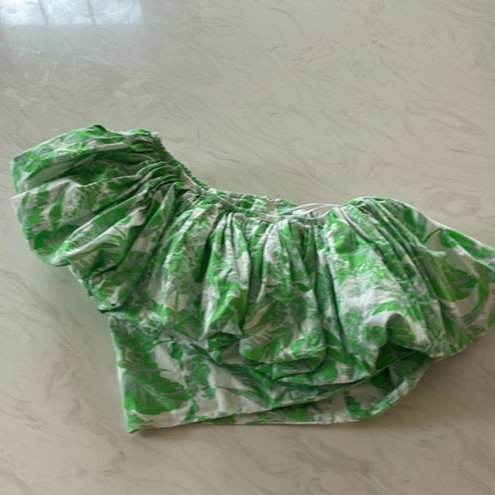 Olivaceous Green Floral Crop Top